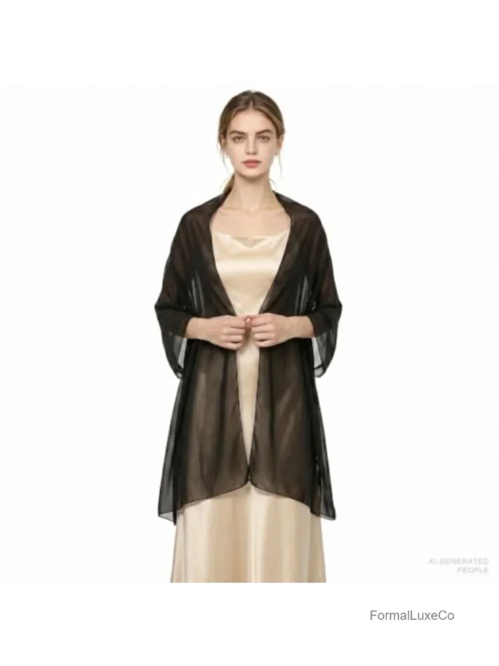 Sheer Chiffon Shawl Wrap for Evening Dresses Wedding Cover Bridal Scarf